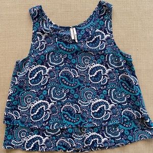 Frenchi Paisley Ruffle Tank Top